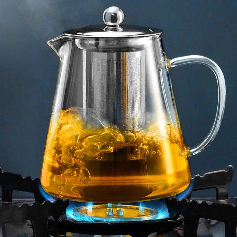 Serenity Steep Tea Set: Glass Teapot with Infuser & Stainless Steel Filter