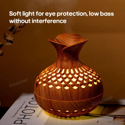 TranquilWoods™ AromaGlow: The Portable Wood Grain Diffuser with Colour-Changing Mood Lighting